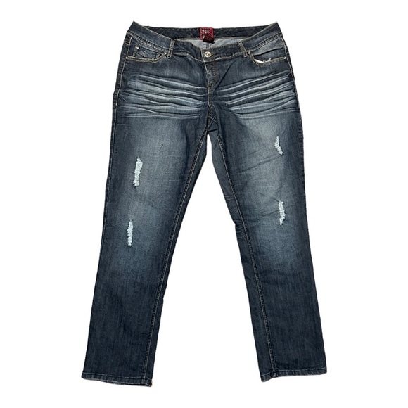 Torrid Classic-Fit Straight-Leg Plus-Size Distressed Denim Blue Jeans 18 - Picture 1 of 9